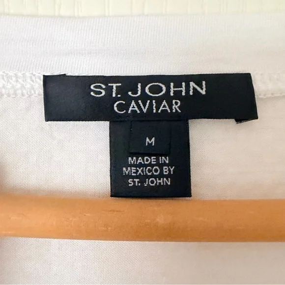 ST. JOHN CAVIAR Paillettes White
Top Sleeveless Sparkle Shirt, M - Picture 3 of 11